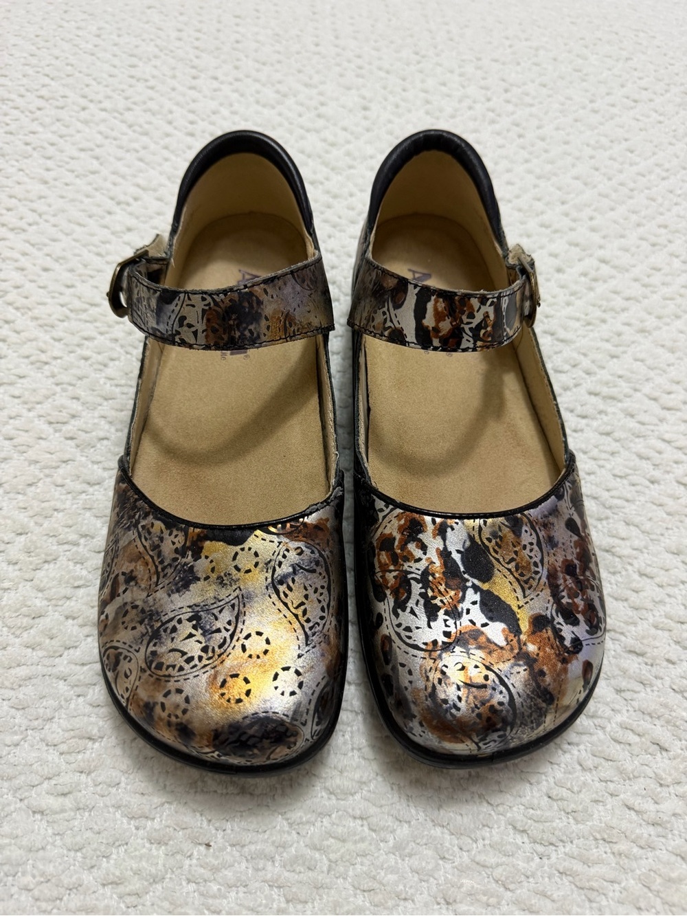 Alegria Mary Jane Metallic Shoes Leather Women’s Size 38